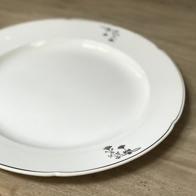 Round vintage platter with siver decorations