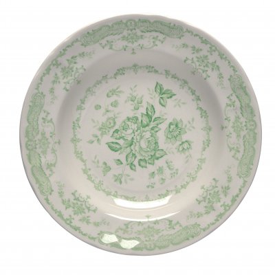 Set of 6 soup plates green roses
