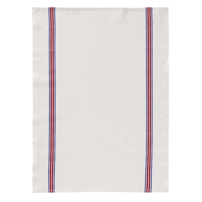 Tea towel, blue and red stripe 