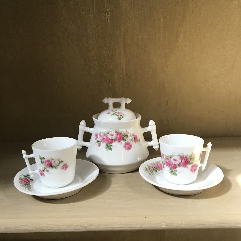 Vintage coffee set with little flowers