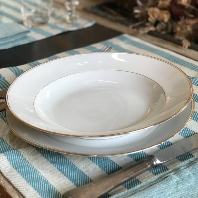 Vintage table set with gold lines