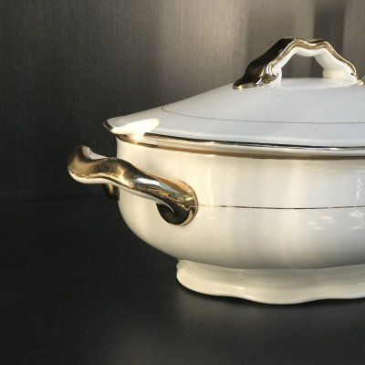 Vintage  tureen with gold handles