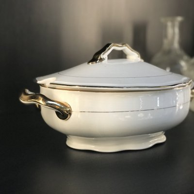Vintage  tureen with gold handles
