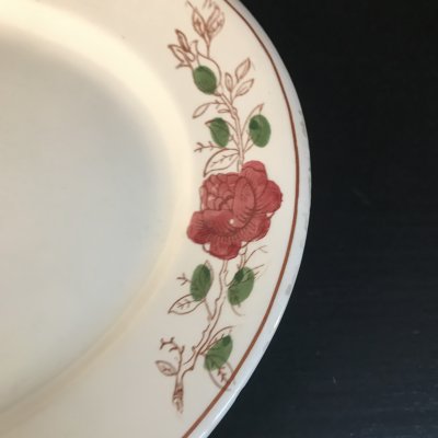 Vintage ovael serving platter with red flowers