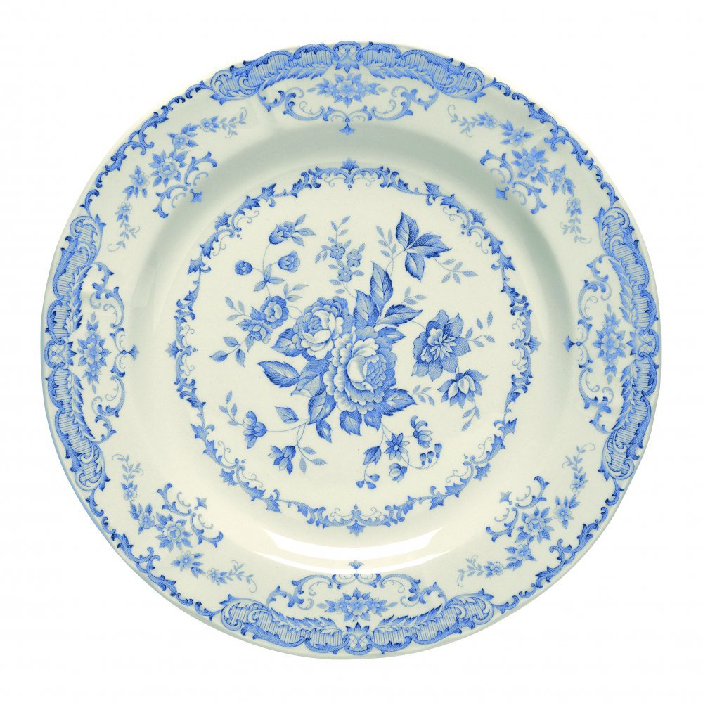 Set of 6 dinner plates blue roses