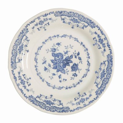 Set of 6 dessert plates blue roses