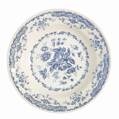 Set of 6 soup plates blue roses