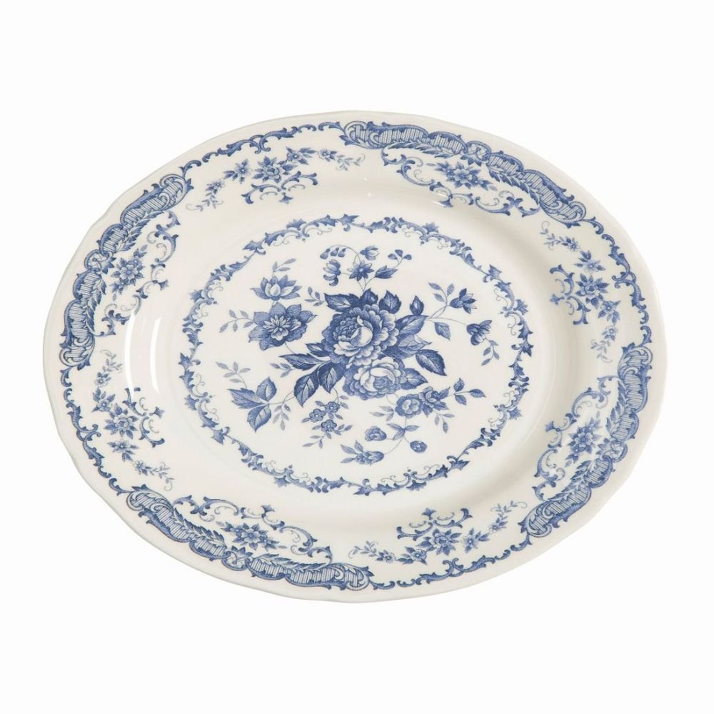 Oval platter blue roses