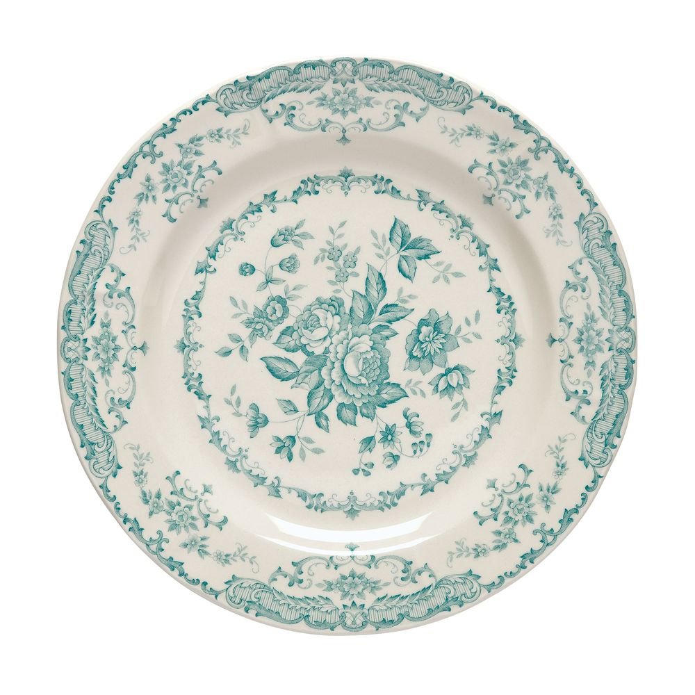 Set of 6 dinner plates turquoise roses
