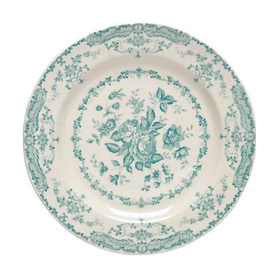 Set of 6 dinner plates turquoise roses