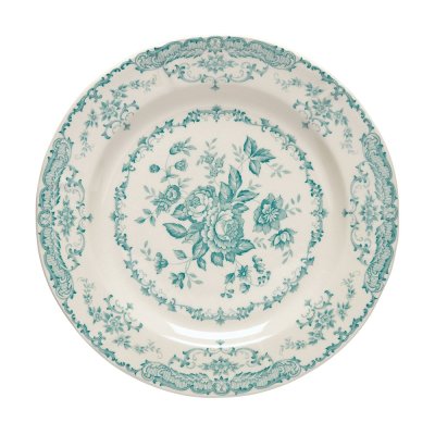 Set of 6 soup plates turquoise roses