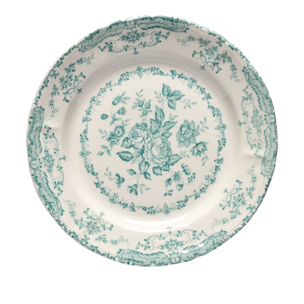 Round platter turquoise roses