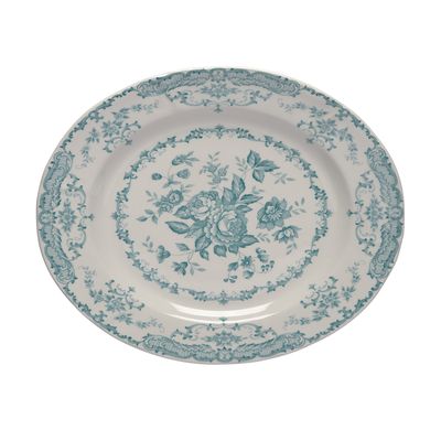 Oval platter turquoise roses