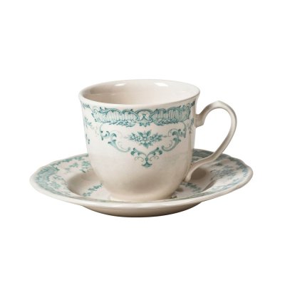 Set of 6 tea cups with saucer turquoise roses