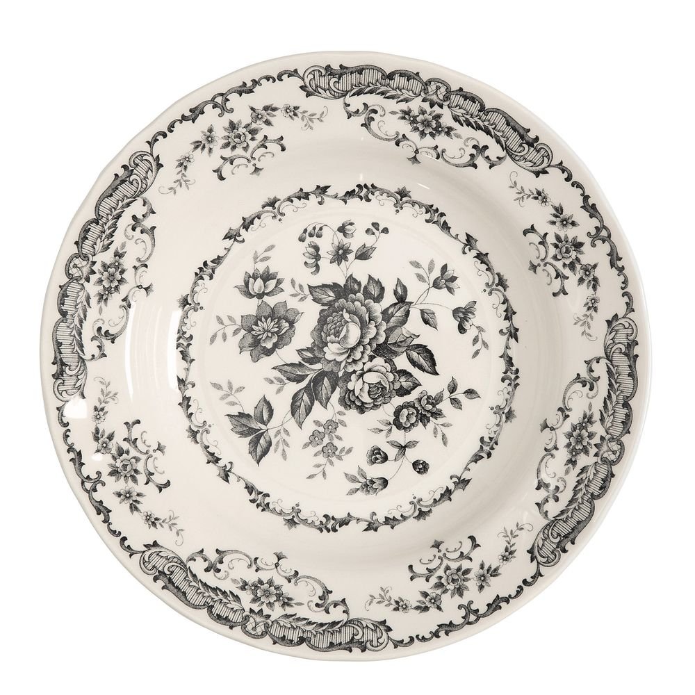 Set of 6 dinner plates black roses