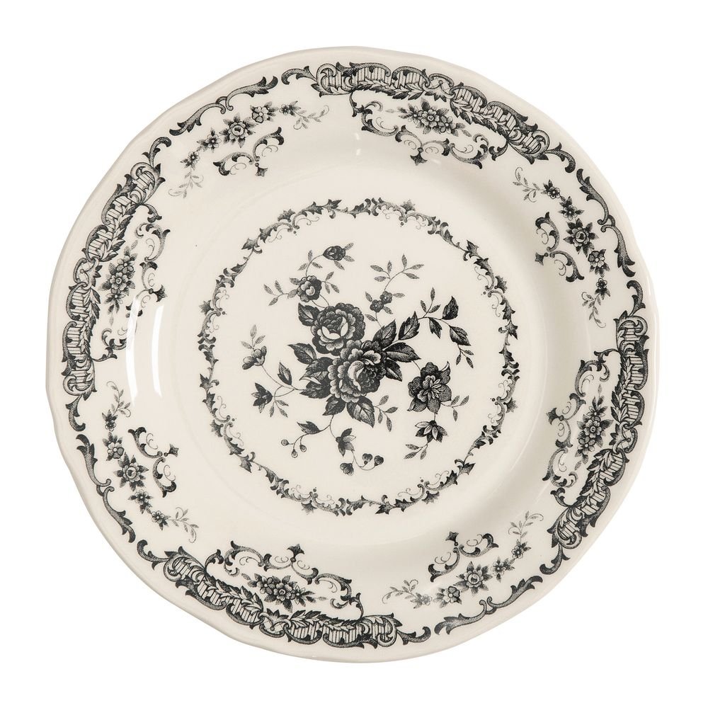 Set of 6 dessert plates black roses