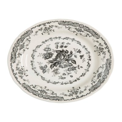 Oval platter black roses