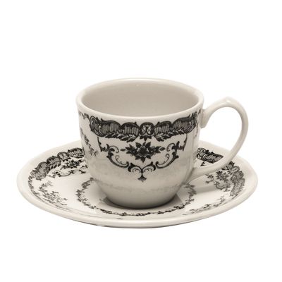 Set of 6 coffee cups with saucer black roses