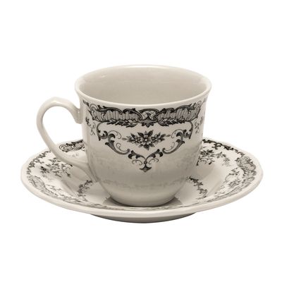 Set of 6 tea cups with saucer black roses
