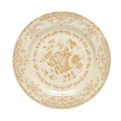 Set of 6 dinner plates ocher roses