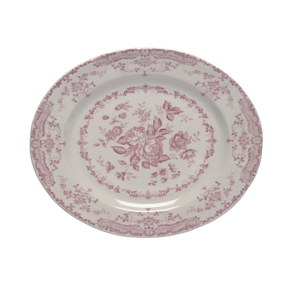 Oval platter pink roses