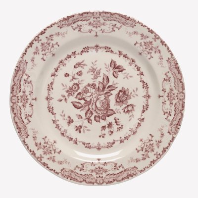 Set of 6 dinner plates  roses terracotta color