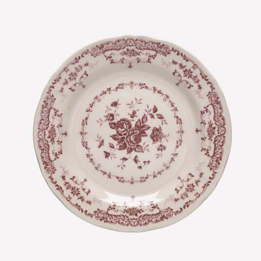 Set of 6 dessert plates roses terracotta color
