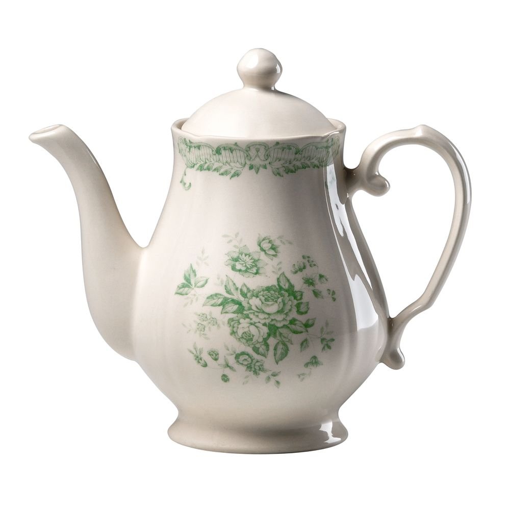 Teapot green roses