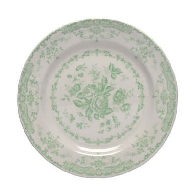 Set of 6 dinner plates green roses