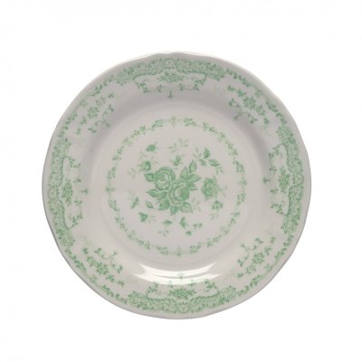 Set of 6 dessert plates green roses