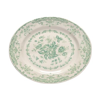 Oval platter green roses