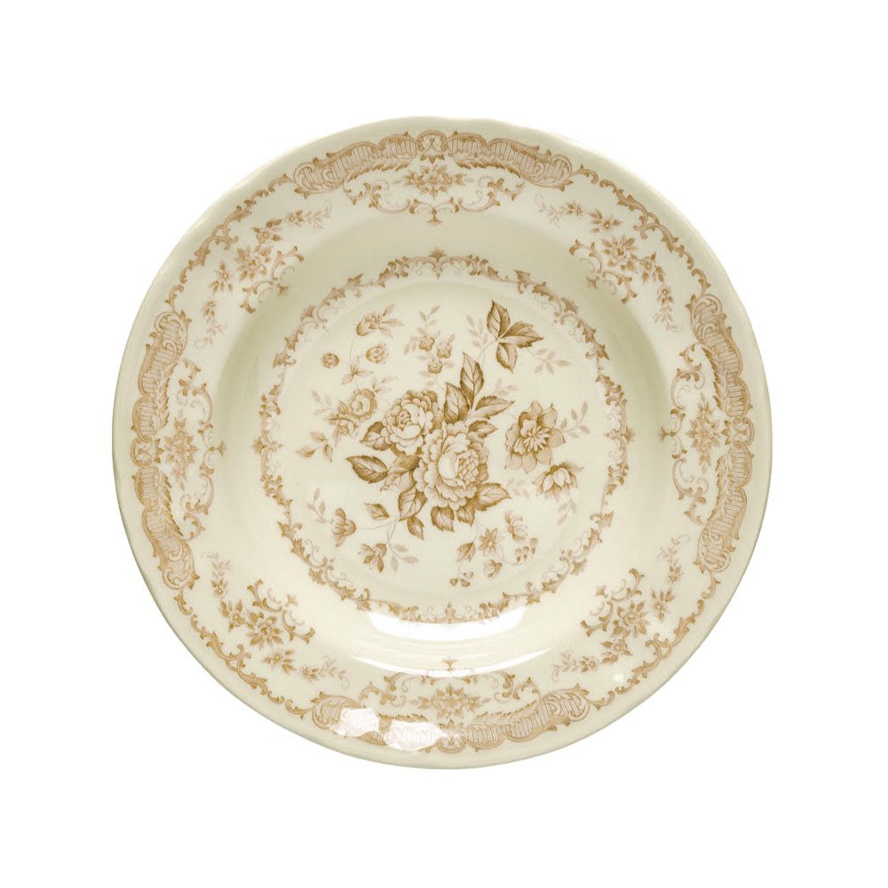 Set of 6 soup plates ocher roses