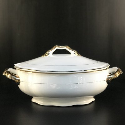 Vintage  tureen with gold handles