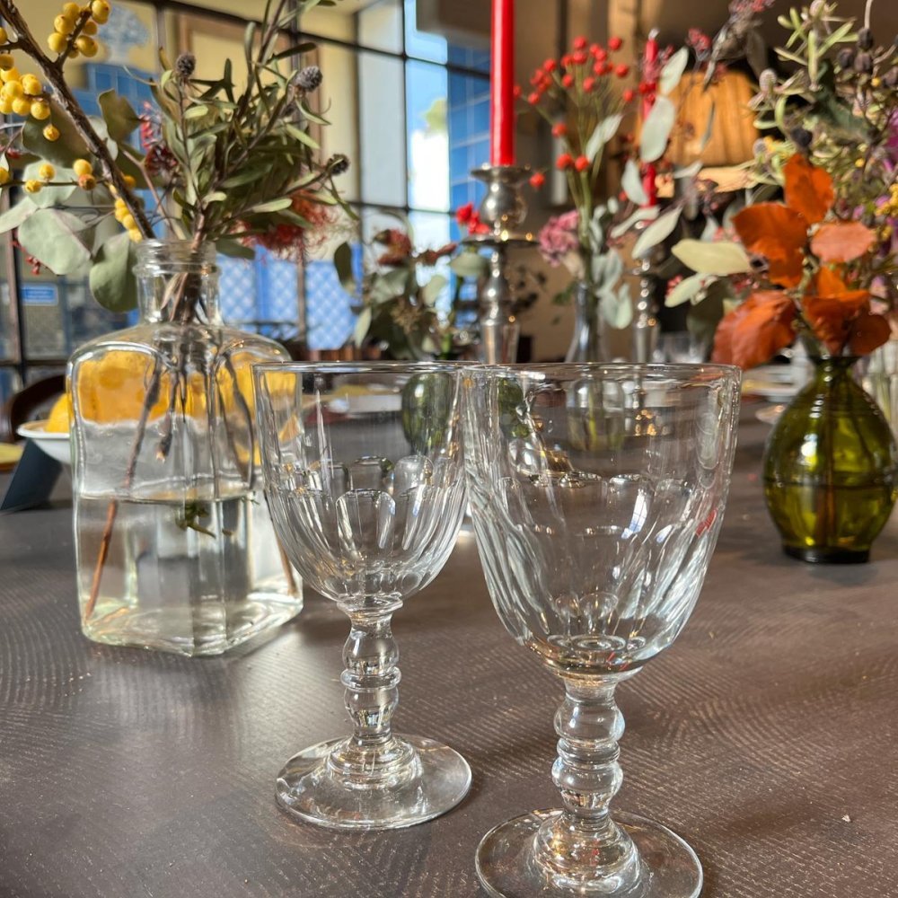 Set of vintage faceted wine glasses