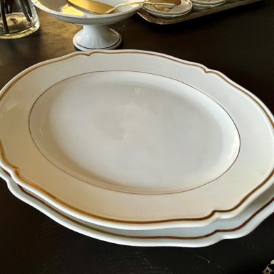 Vintage table set with scallopped shape and gold line