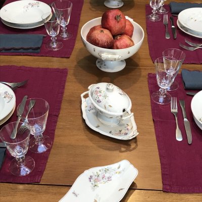 Vintage table set with flower decoration in soft color