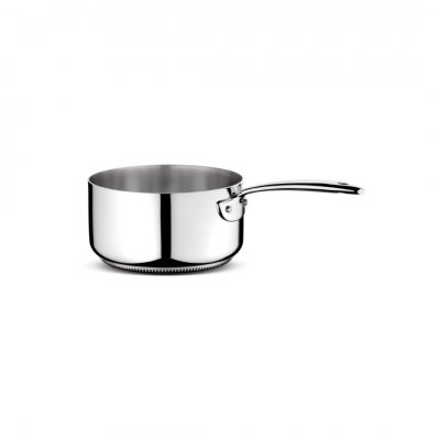Steel saucepan with long handle